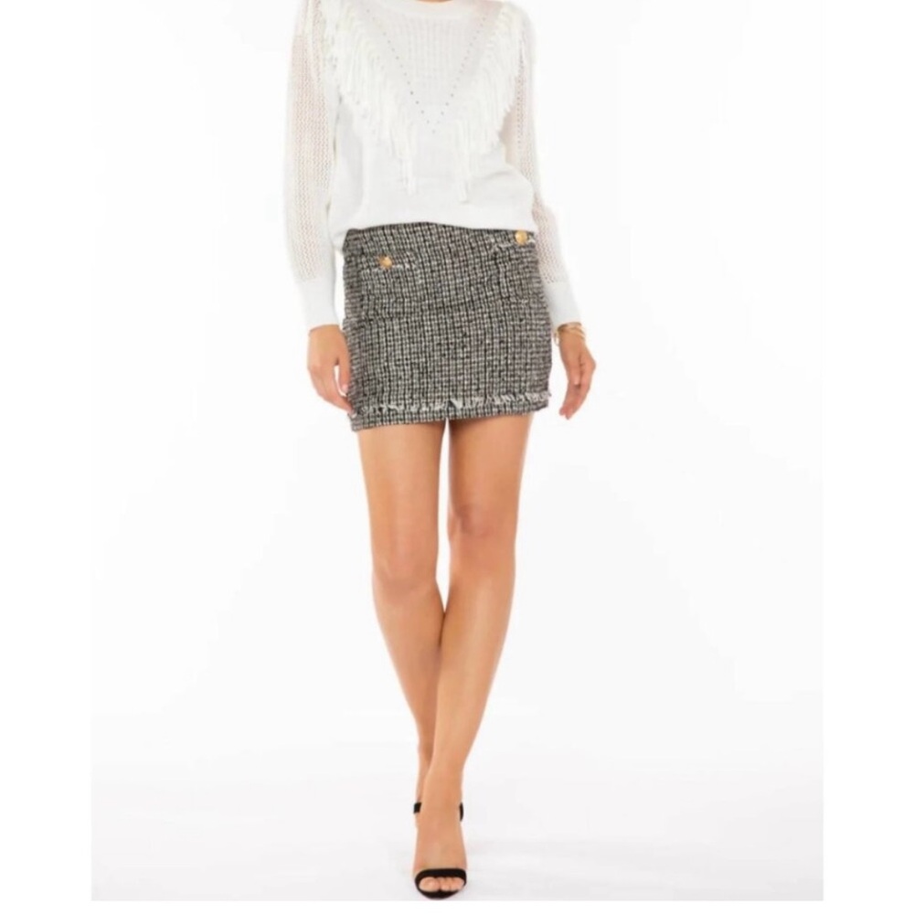 bishop + young Cavalli Mini Skirt Metallic Tweed Size Small NWT